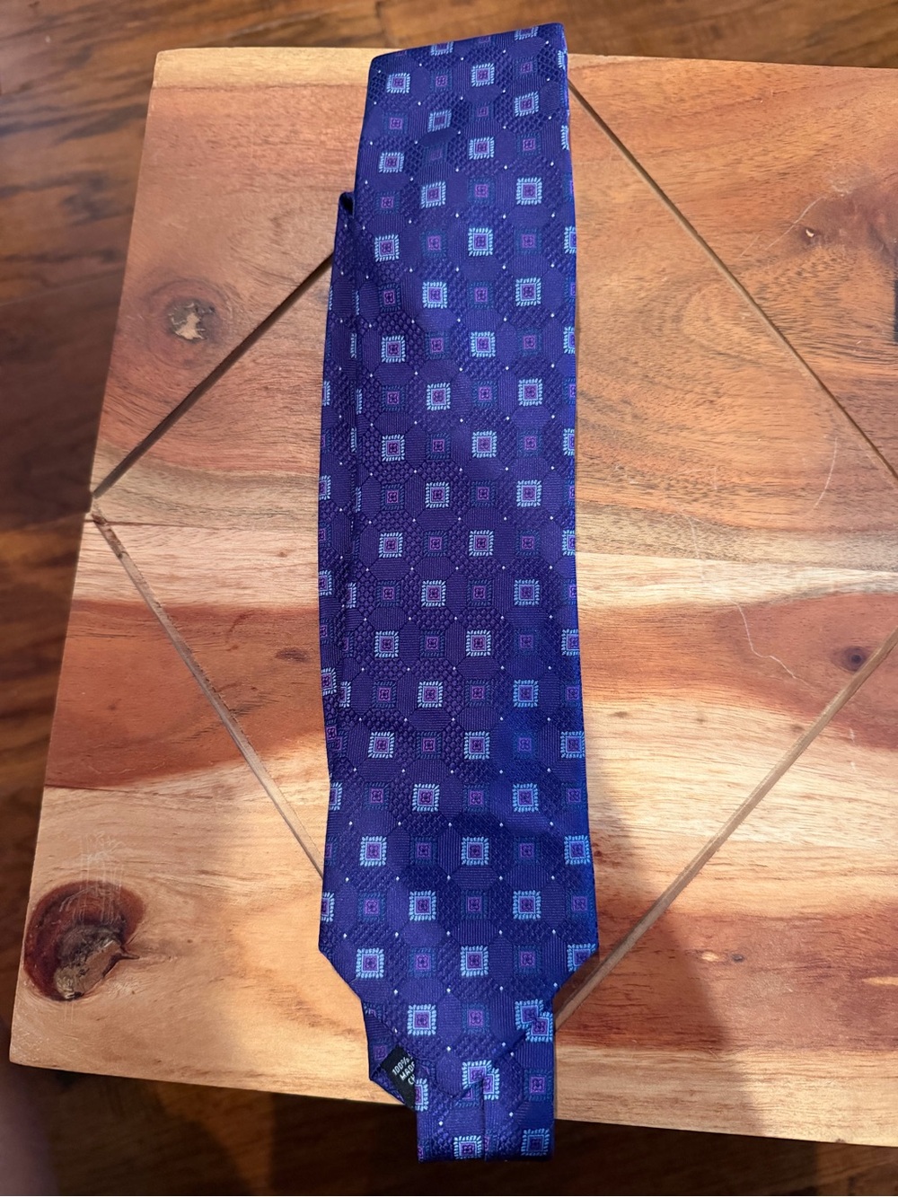 Jos. A. Bank Blue and Purple Geometric Silk Tie